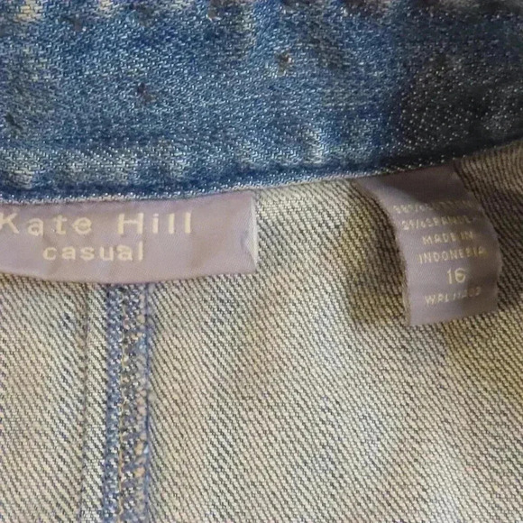 Kate Hill Denim Jean Jacket Poets Collar Size 16 - Picture 6 of 8